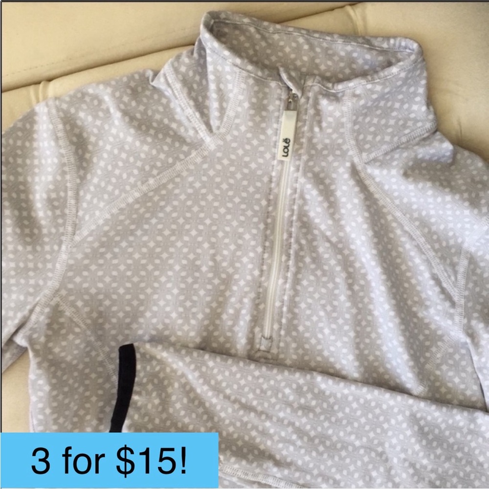 LOLE Quarter Zip Long Sleeve Patterned Workout Top Gray XS